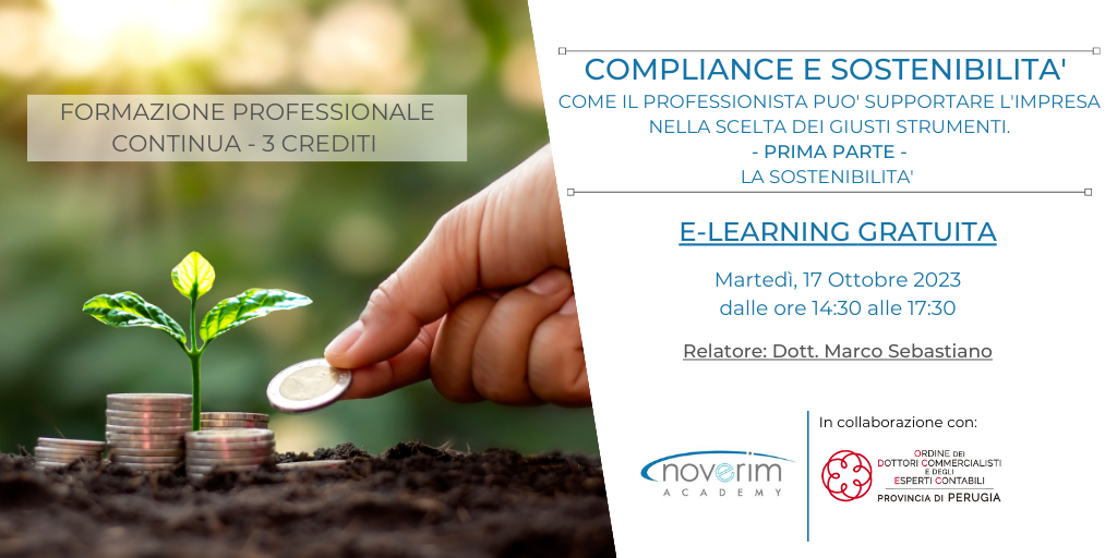 17.10.2023 - Compliance e sostenibilità: Come il Professionista può supportare l'impresa nella scelt